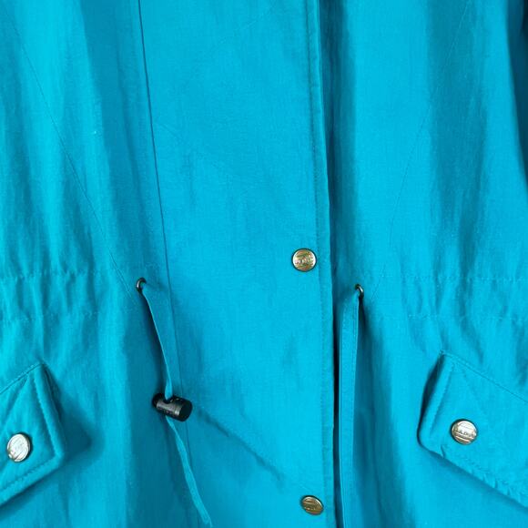 L.L.Bean Green Long Down Zip Up Jacket Coat Removeable Hoodie Vintage Women's XL - Picture 6 of 16